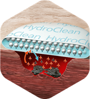 Illustration showing the release of Ringer’s solution of HydroClean® plus